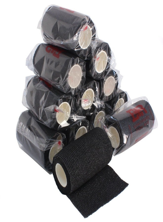 Ever Ready First Aid Self Adherent Cohesive Bandages 4" x 5 Yards - 12 Count, Black - Image 1